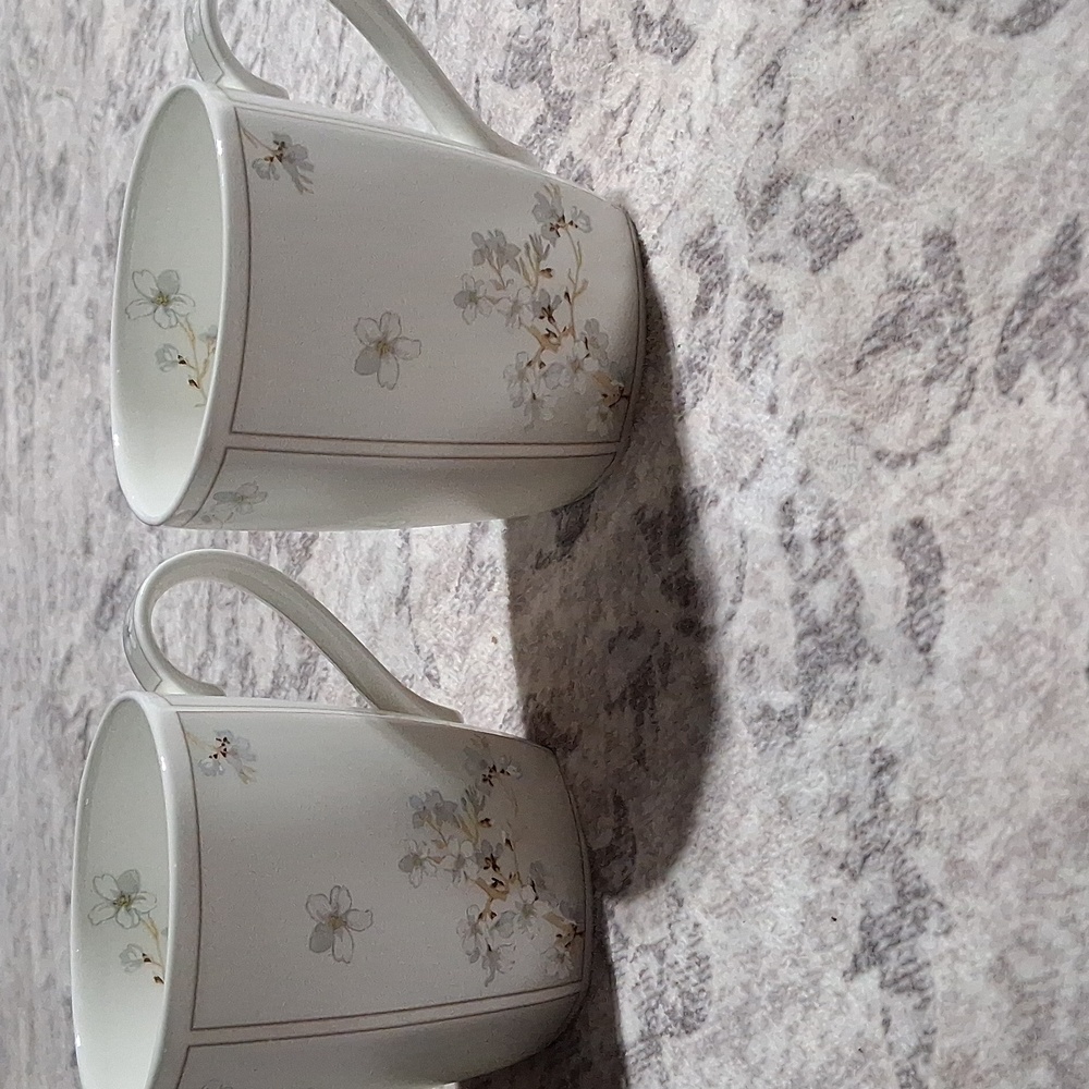 Hankook Fine Bone China Esther Blue Mugs Set Of 2